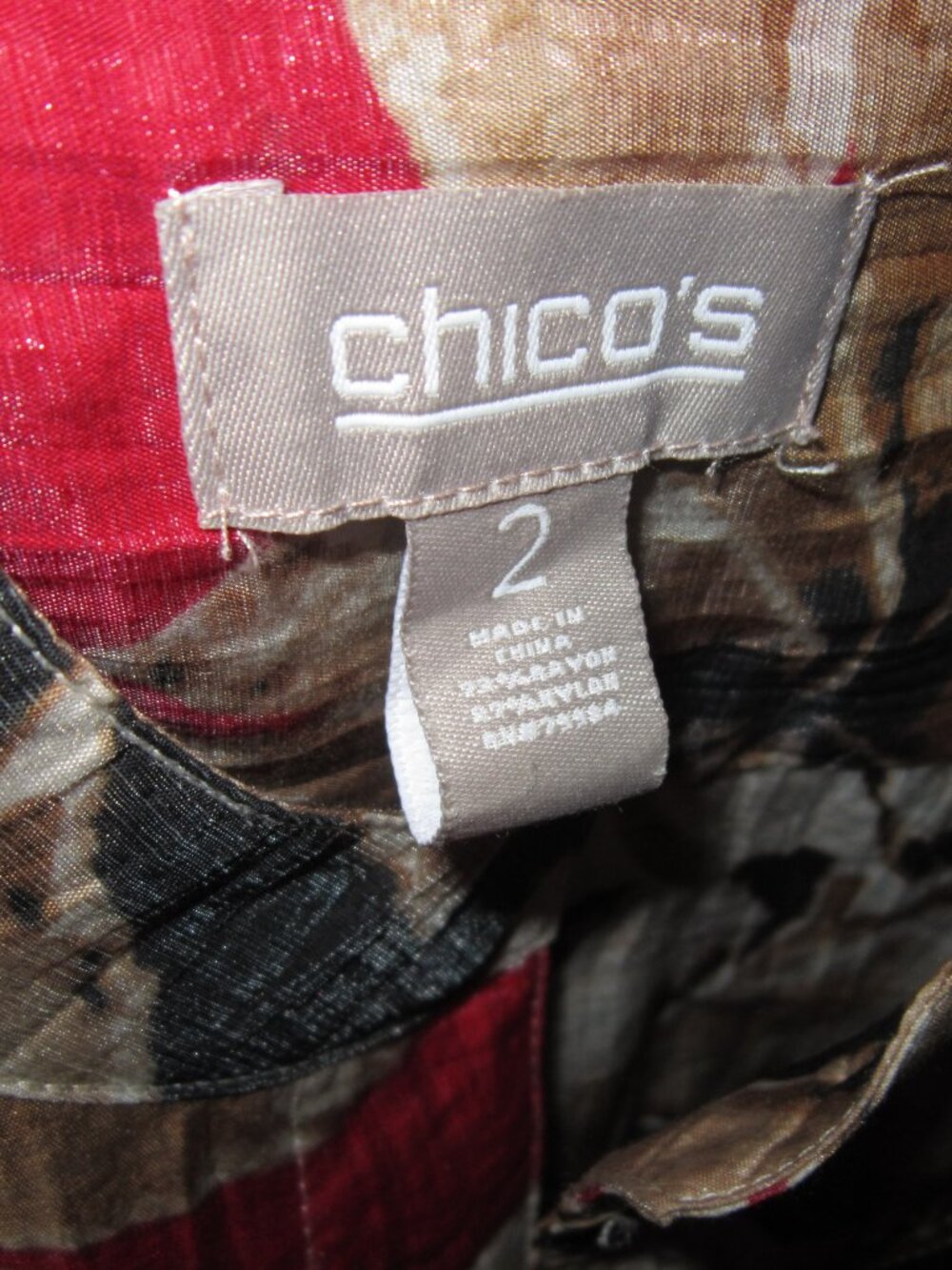 Chico's Sz 2 L Open Jacket Top Shirt Blouse Ethnic Print Lightweight 3/4 Sleeve - Picture 3 of 3